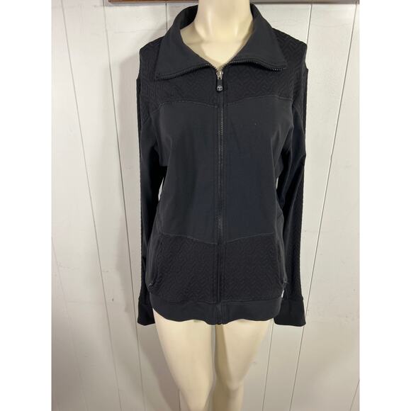 TRINA TURK Recreation Athletic Jacket Womens Size XL Black Stretch Full Zip - Picture 1 of 5